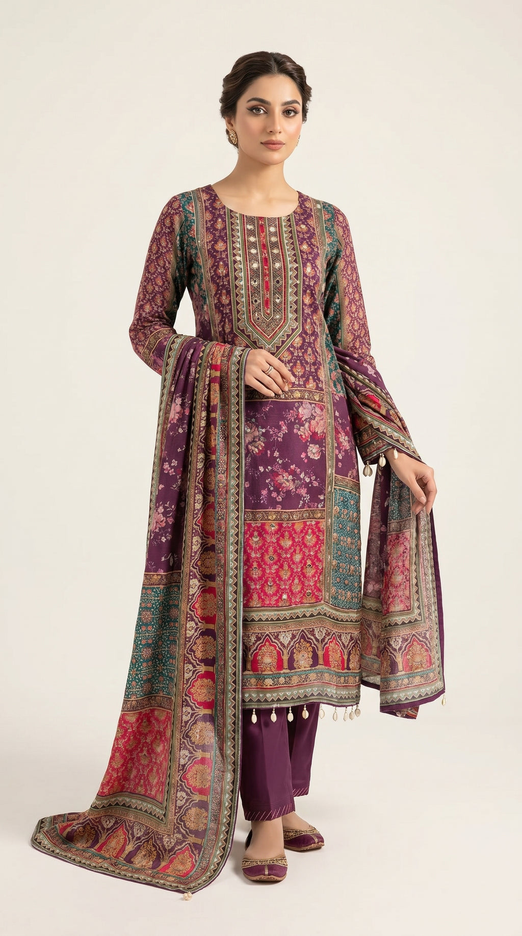 Royal Plum Heritage Chinon Kurta Set