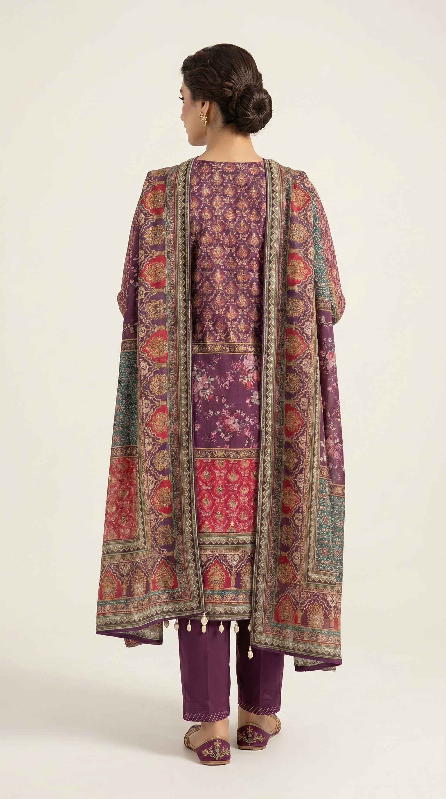 Royal Plum Heritage Chinon Kurta Set