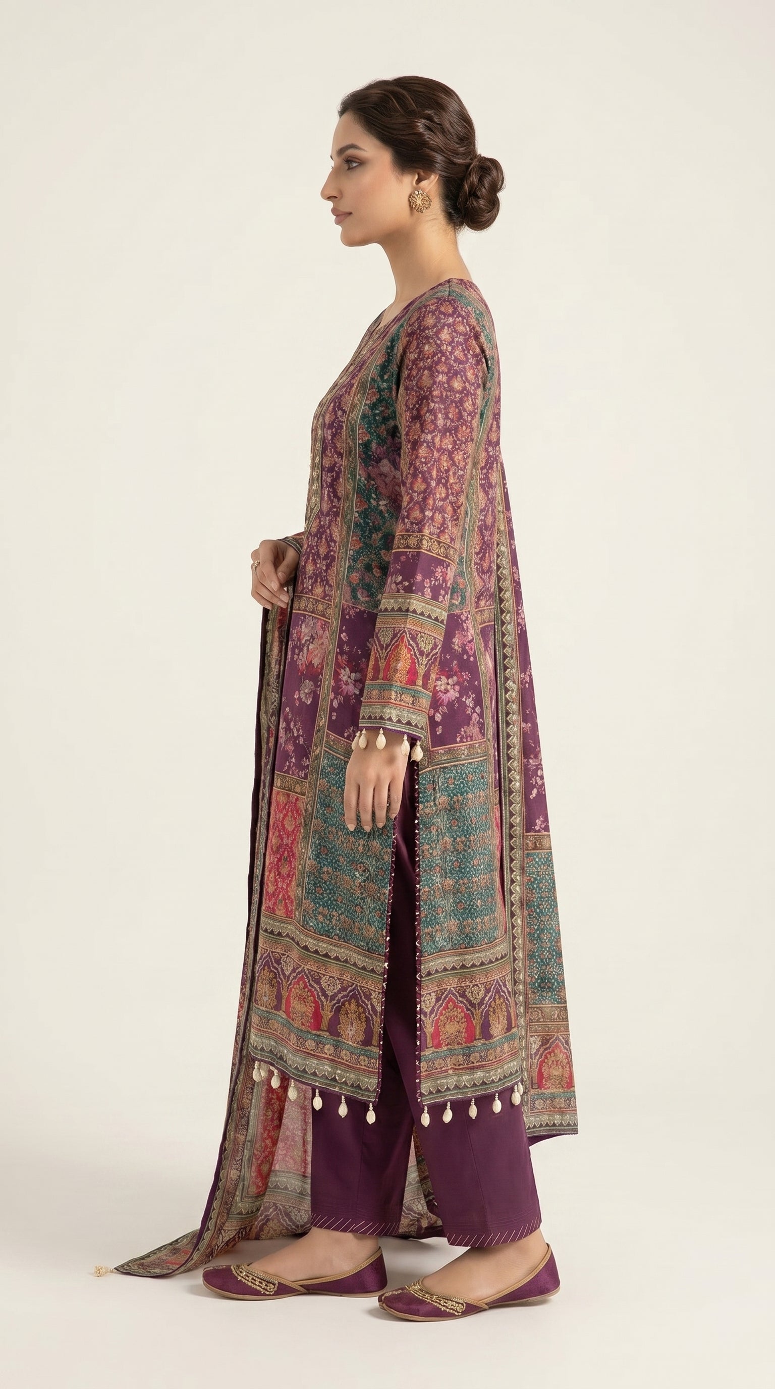 Royal Plum Heritage Chinon Kurta Set