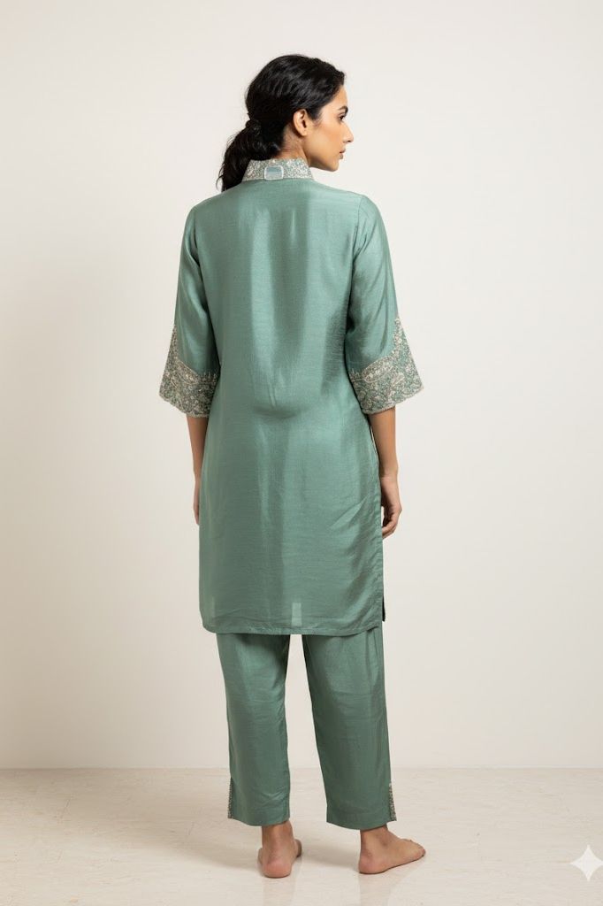 Emerald Aura Silk Co-ord Set