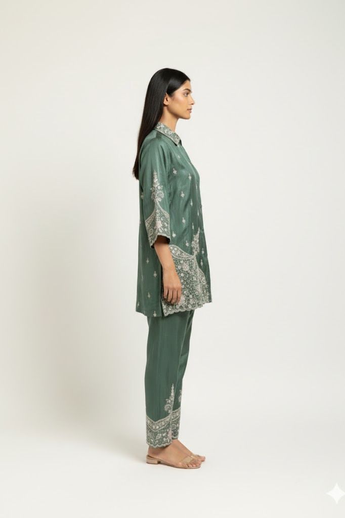 Emerald Aura Silk Co-ord Set