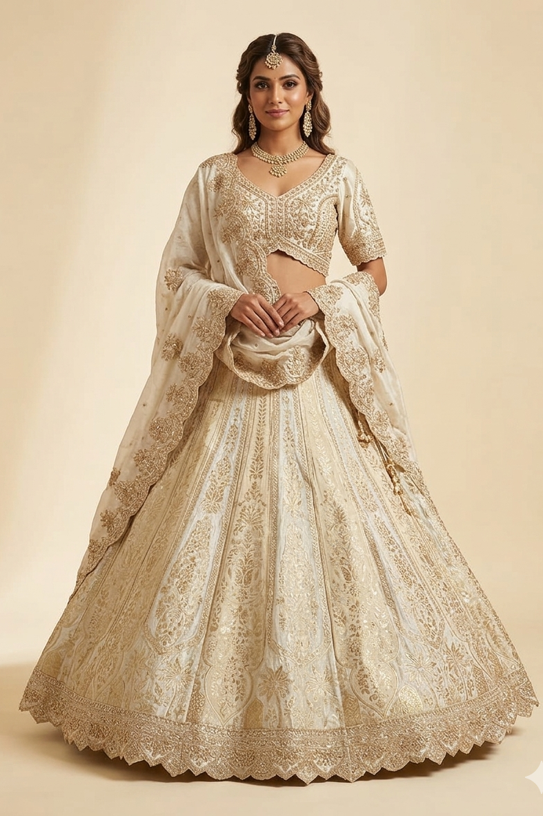 Mauve Royale Sequined Banarasi Lehenga