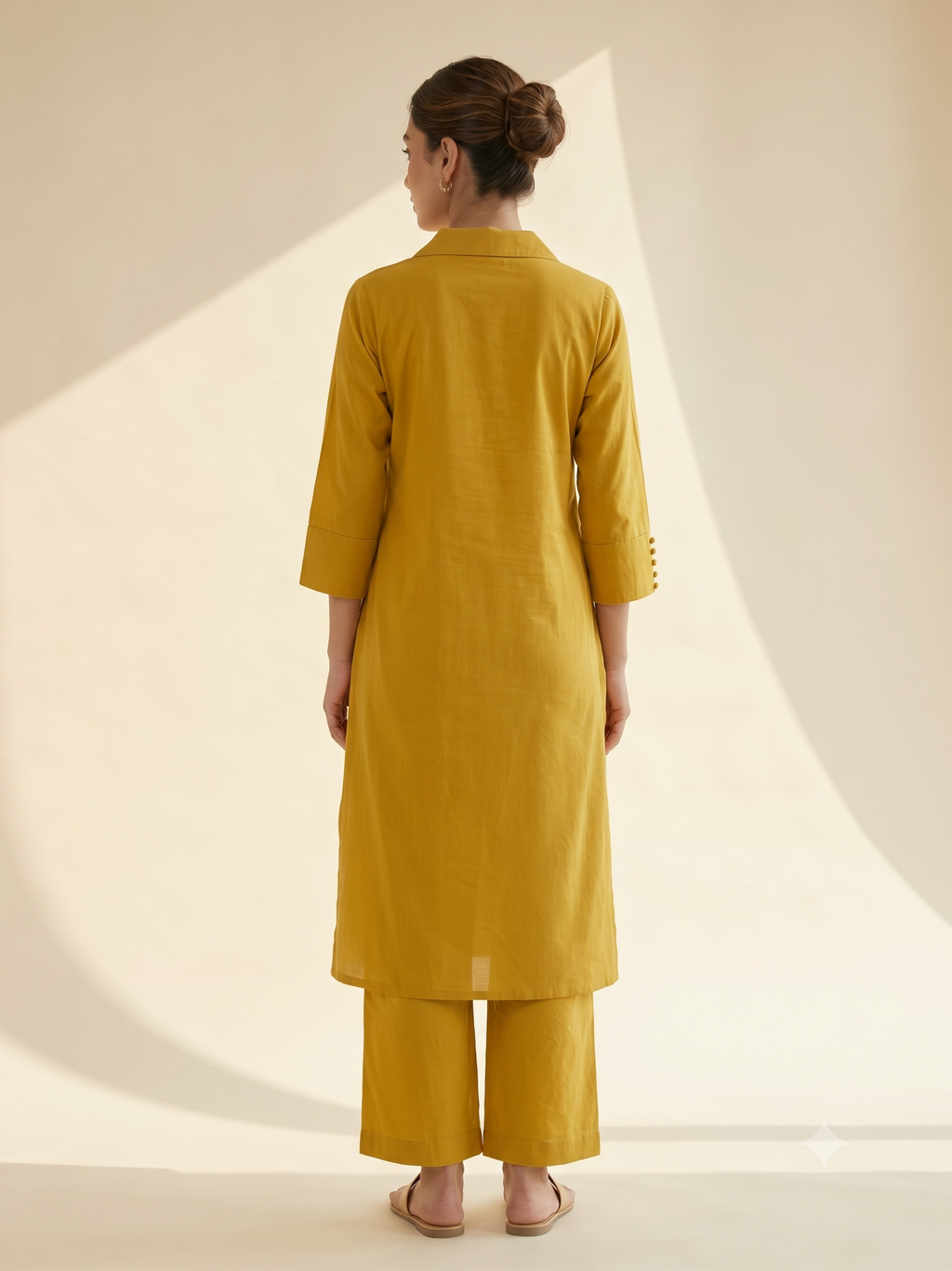 Soraya Mustard Yellow Cotton Embroidered Co-ord Set