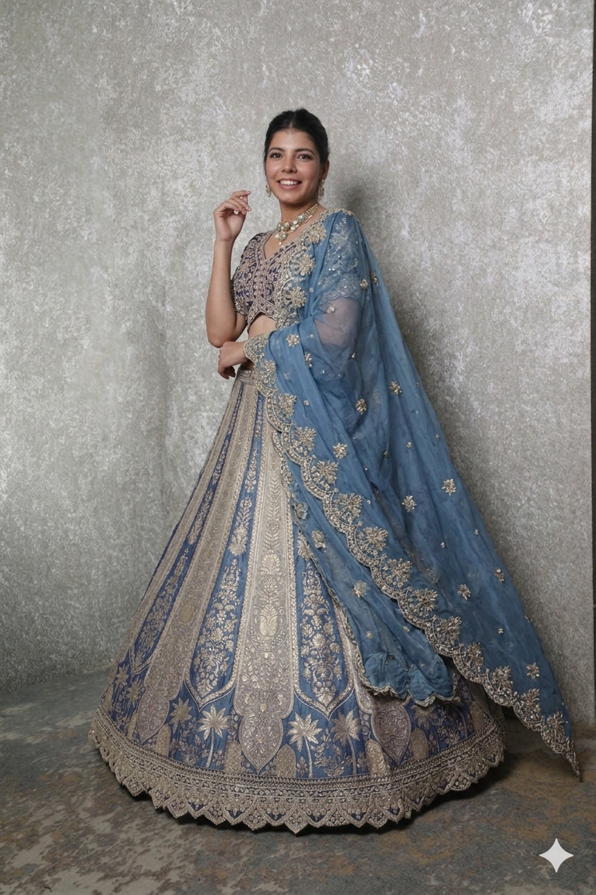 Mauve Royale Sequined Banarasi Lehenga