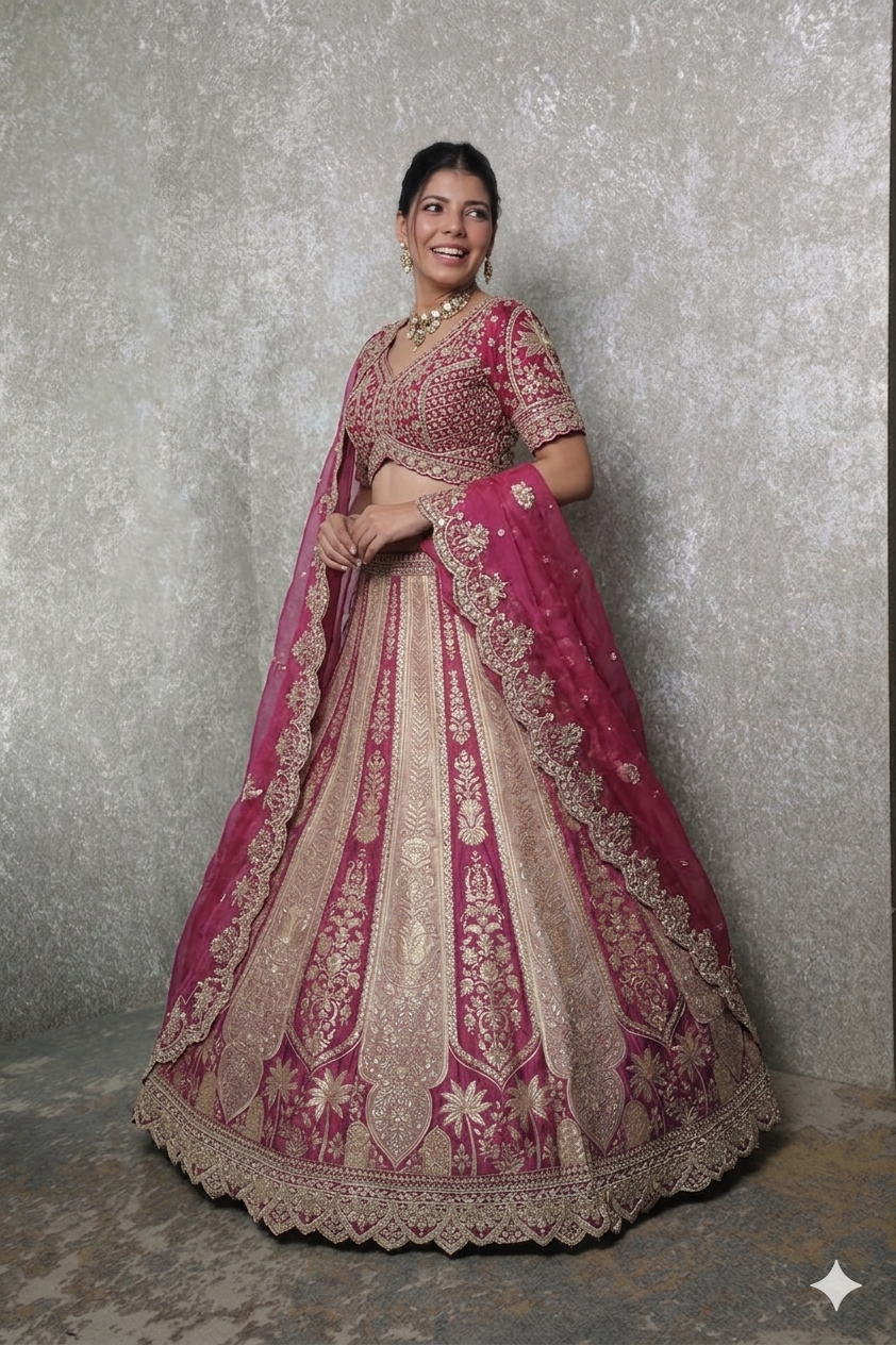 Mauve Royale Sequined Banarasi Lehenga