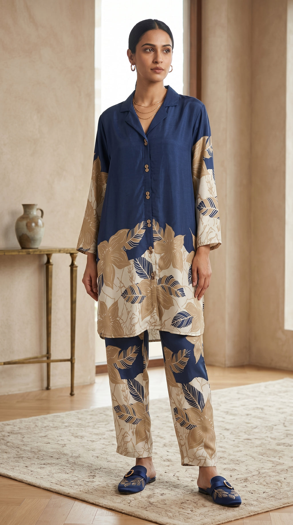 Midnight Bloom Maslin Co-ord Set
