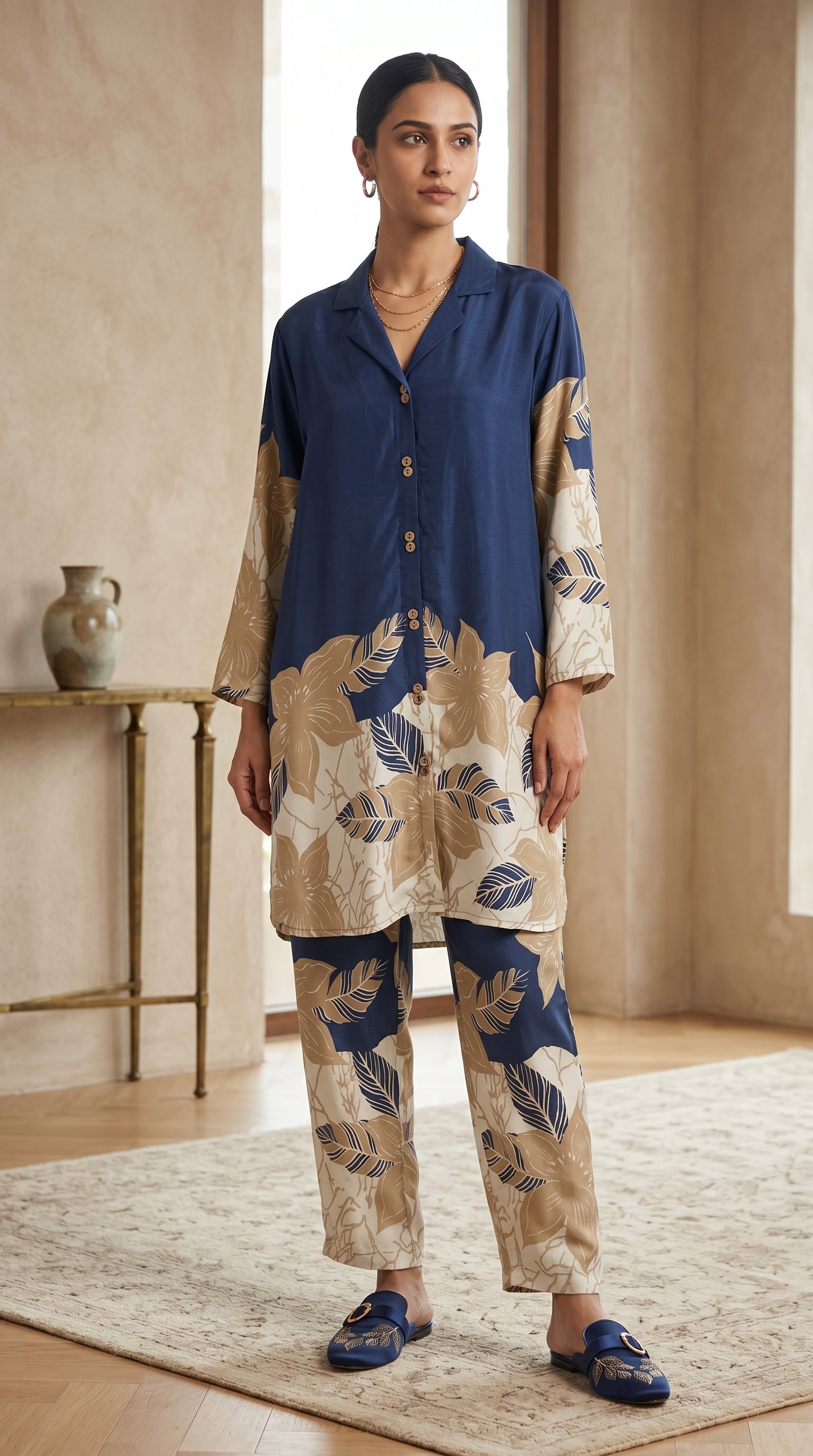 Midnight Bloom Maslin Co-ord Set