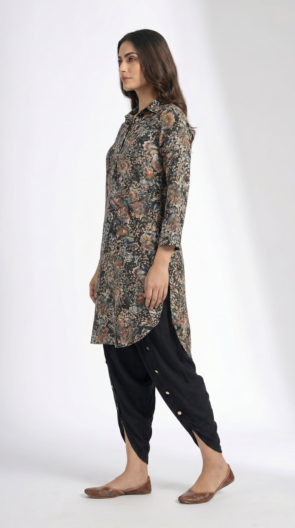 Midnight Bloom Maslin Kurta Set