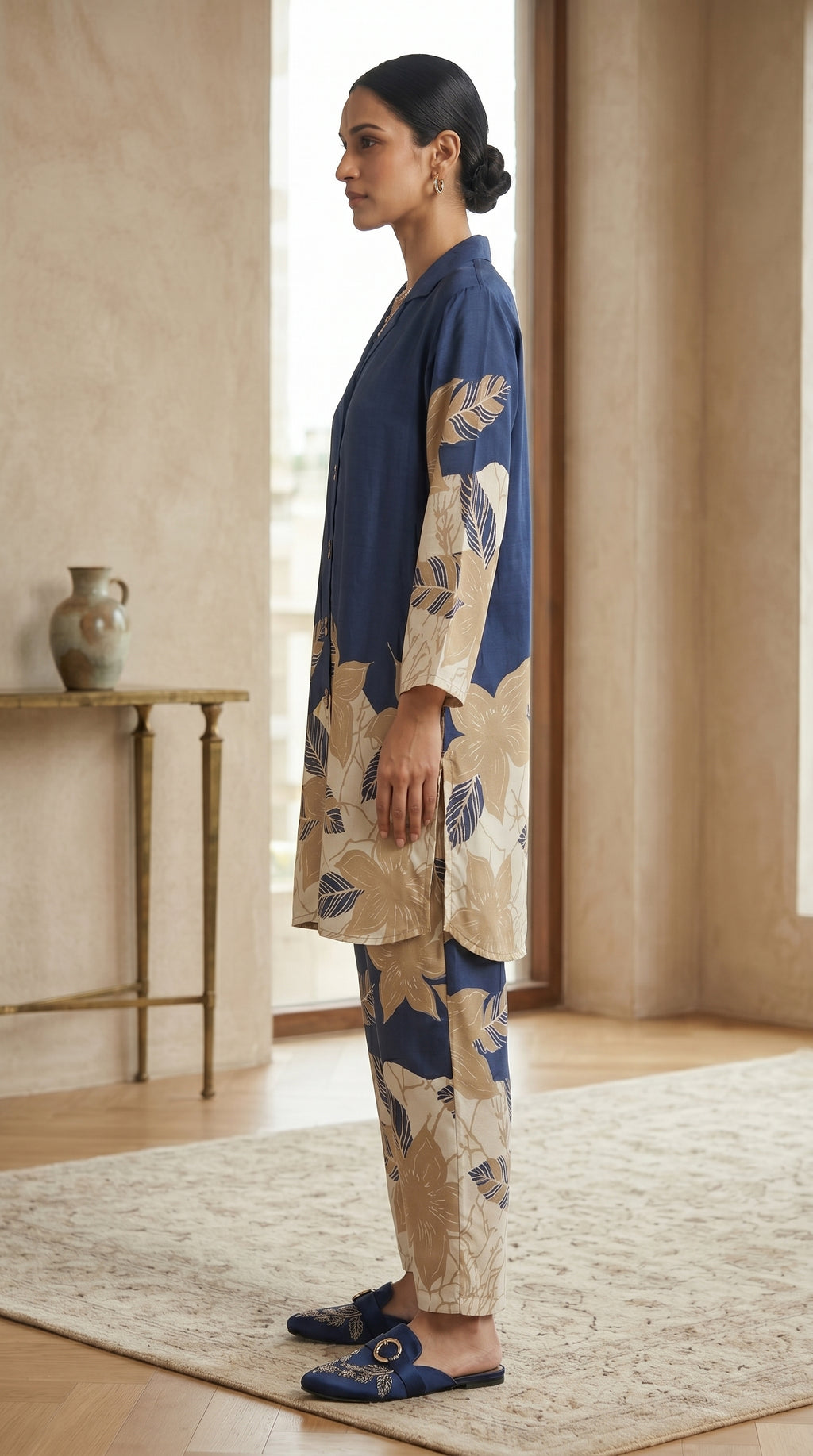 Midnight Bloom Maslin Co-ord Set