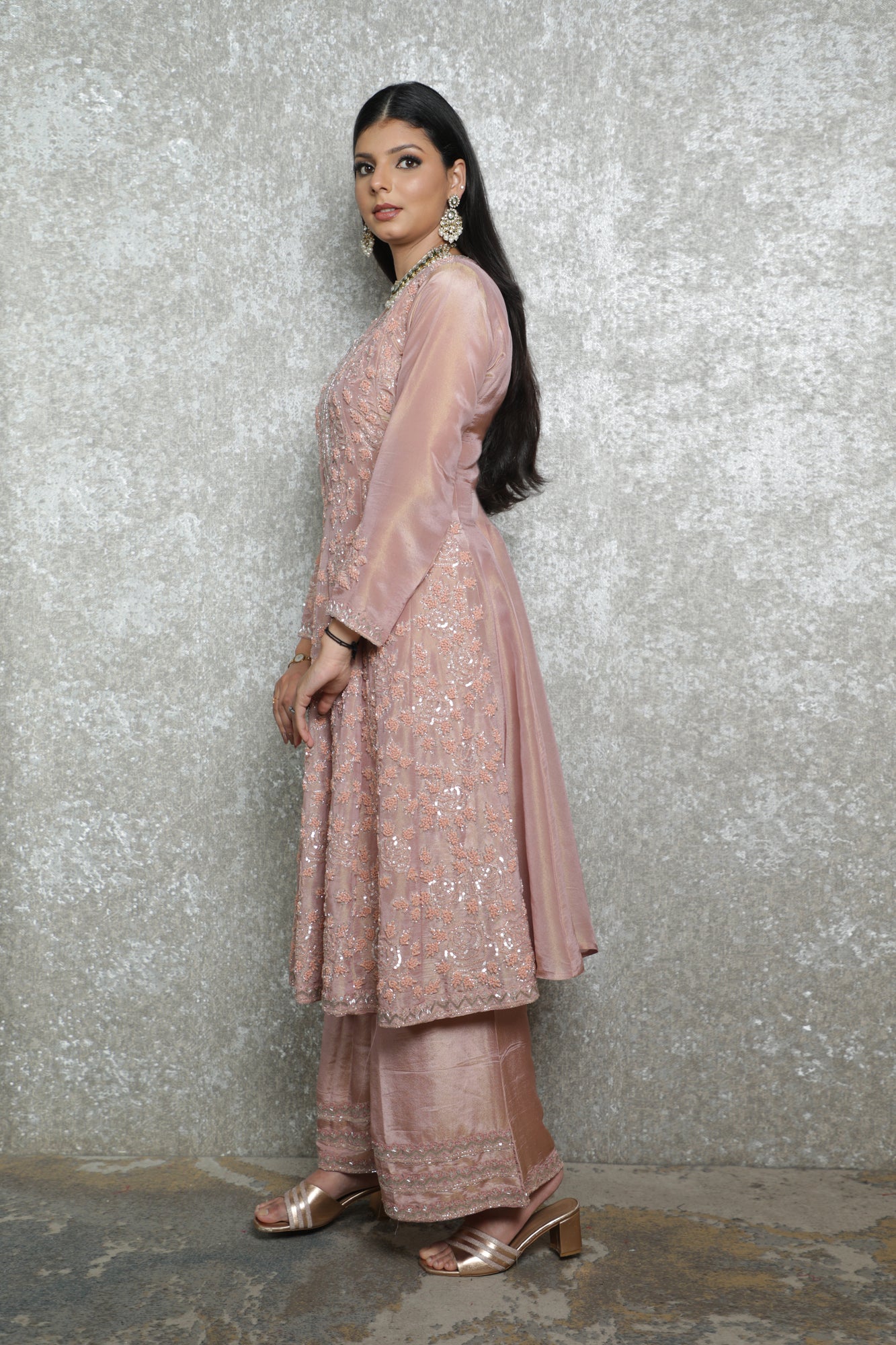 Peach Blush Handworked Anarkali