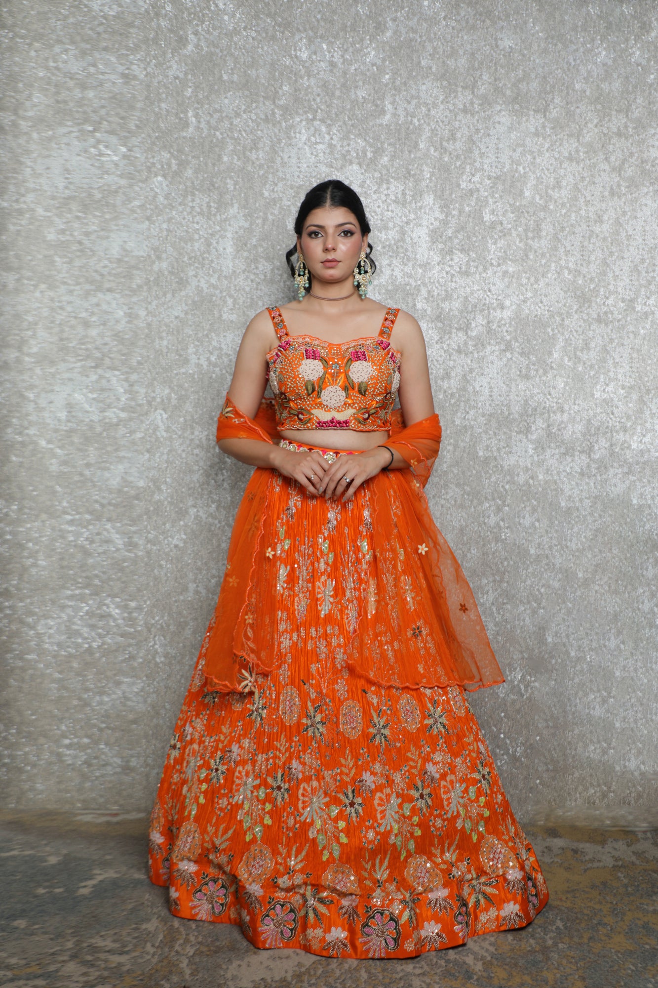Sunfire Orange Festive Lehenga