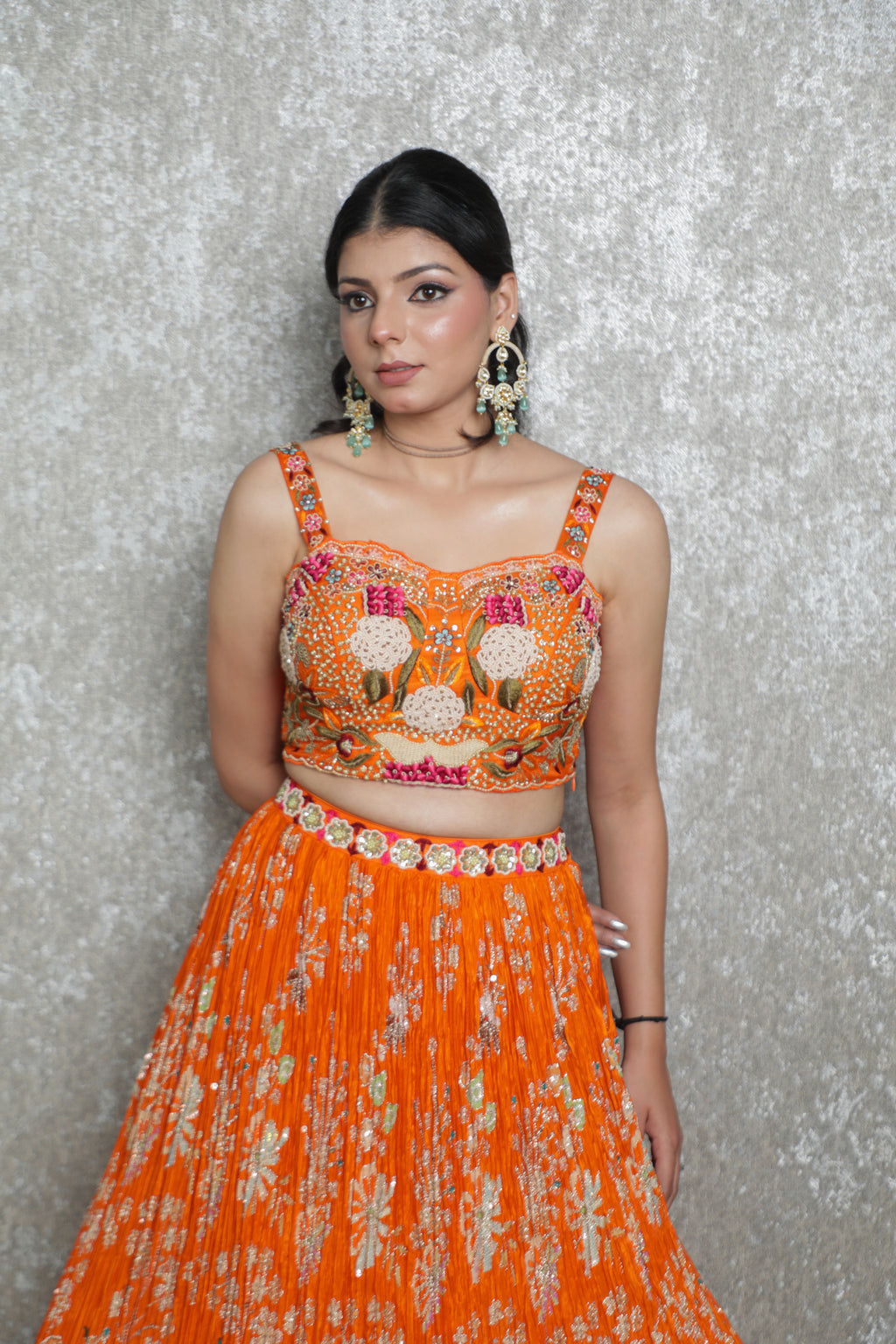 Sunfire Orange Festive Lehenga