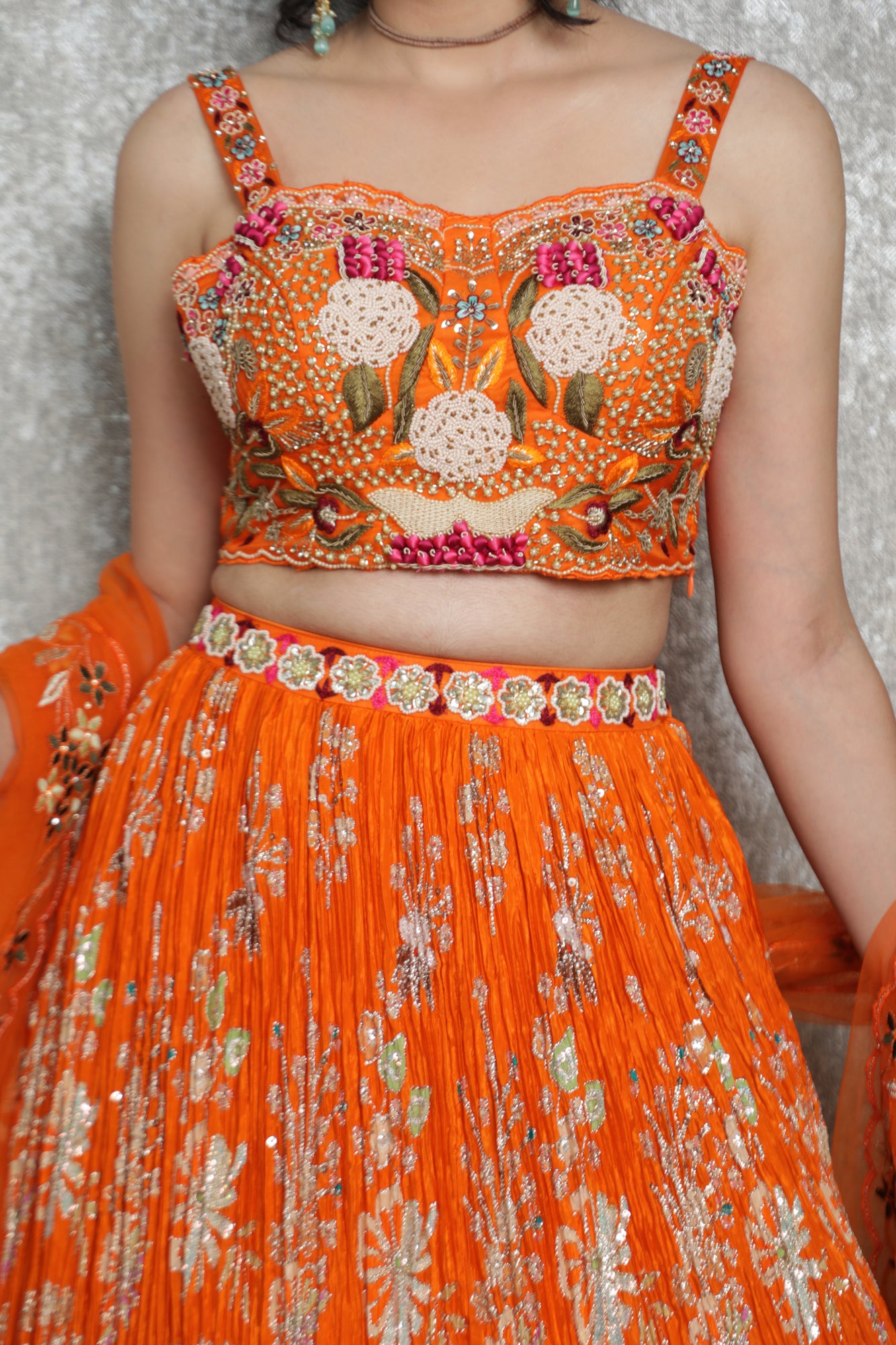 Sunfire Orange Festive Lehenga