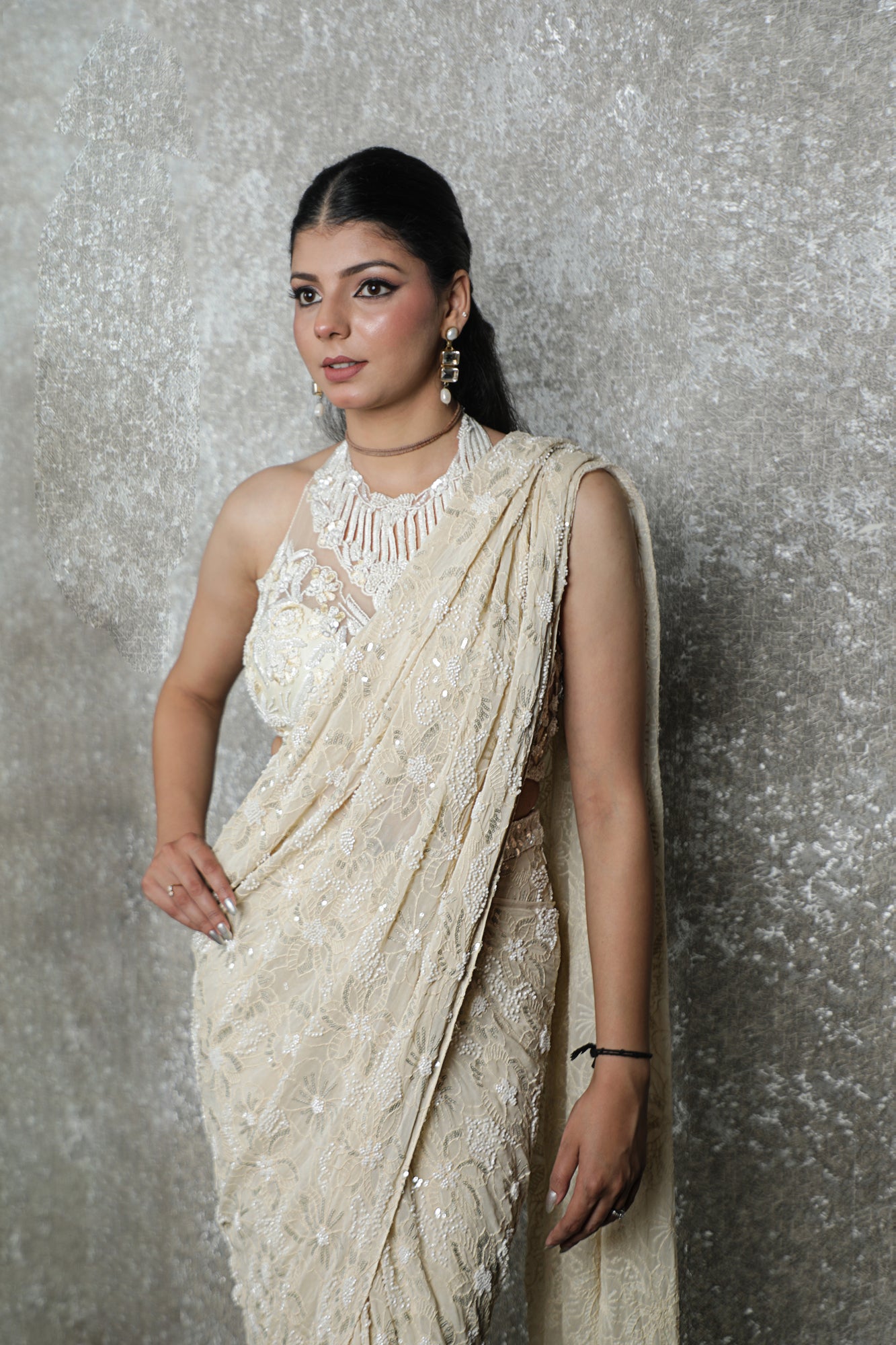 Noor Ivory Fusion Saree