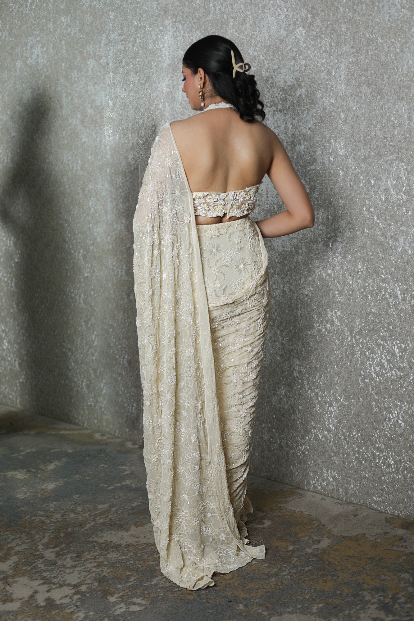 Noor Ivory Fusion Saree