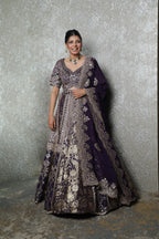 Mauve Royale Sequined Banarasi Lehenga