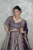 Mauve Royale Sequined Banarasi Lehenga