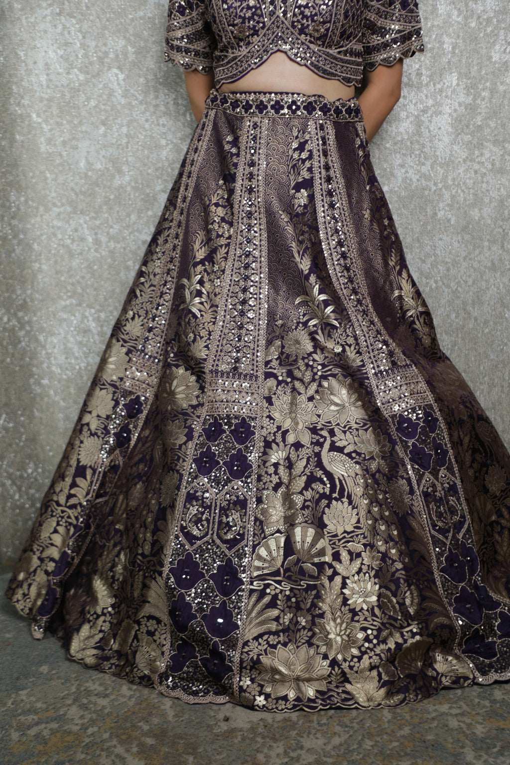 Mauve Royale Sequined Banarasi Lehenga