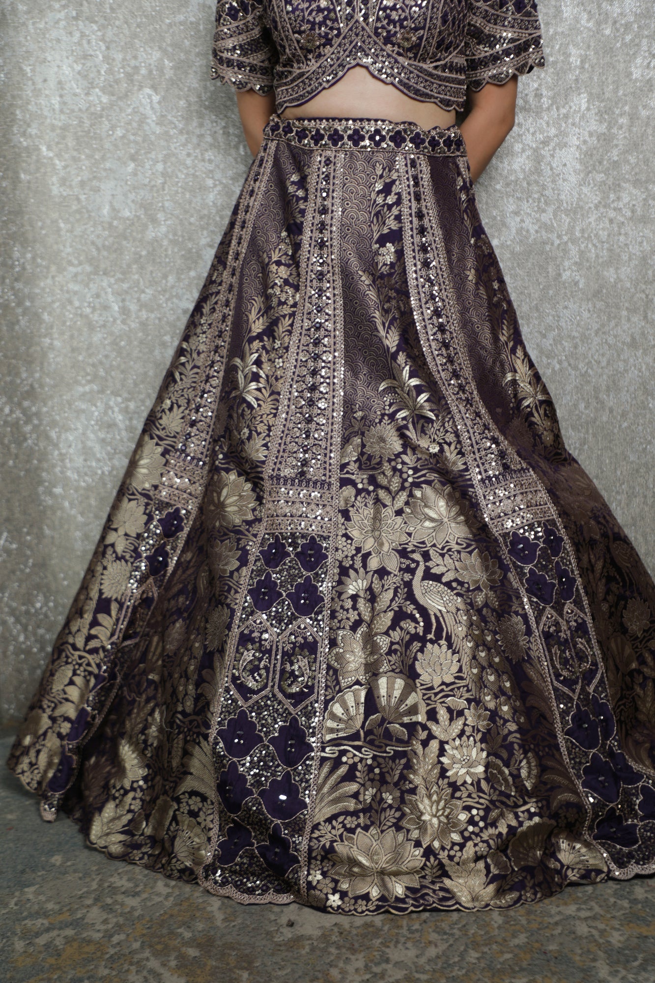 Mauve Royale Sequined Banarasi Lehenga