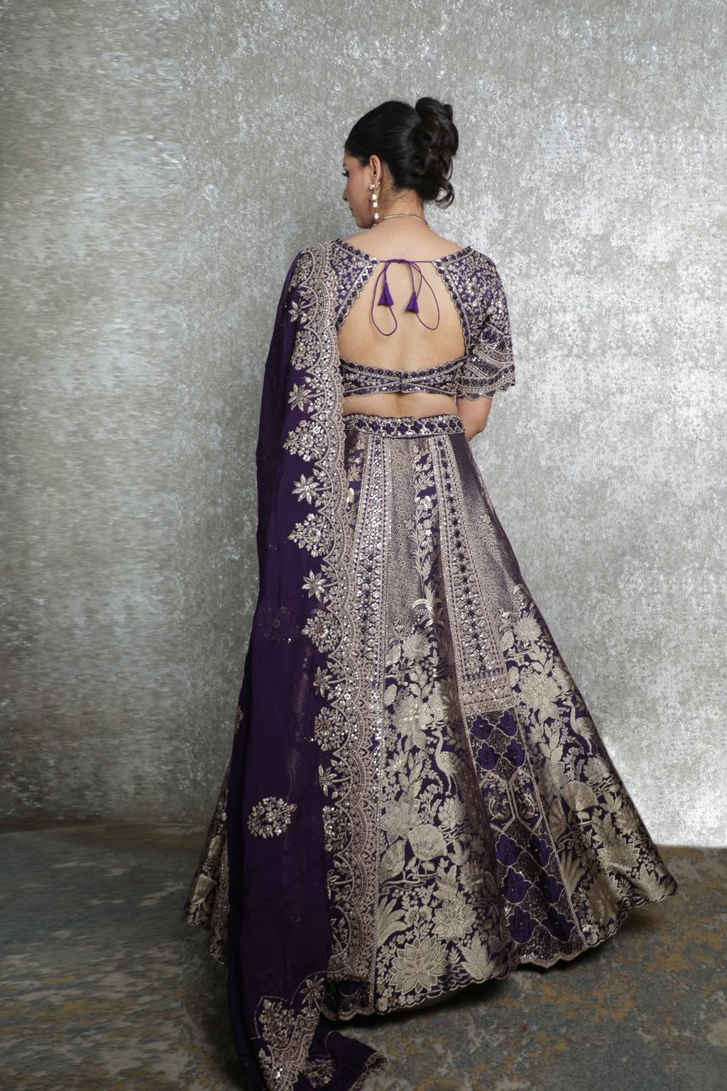 Mauve Royale Sequined Banarasi Lehenga
