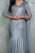 Grey Crop-Top Corset Party Lehenga Set