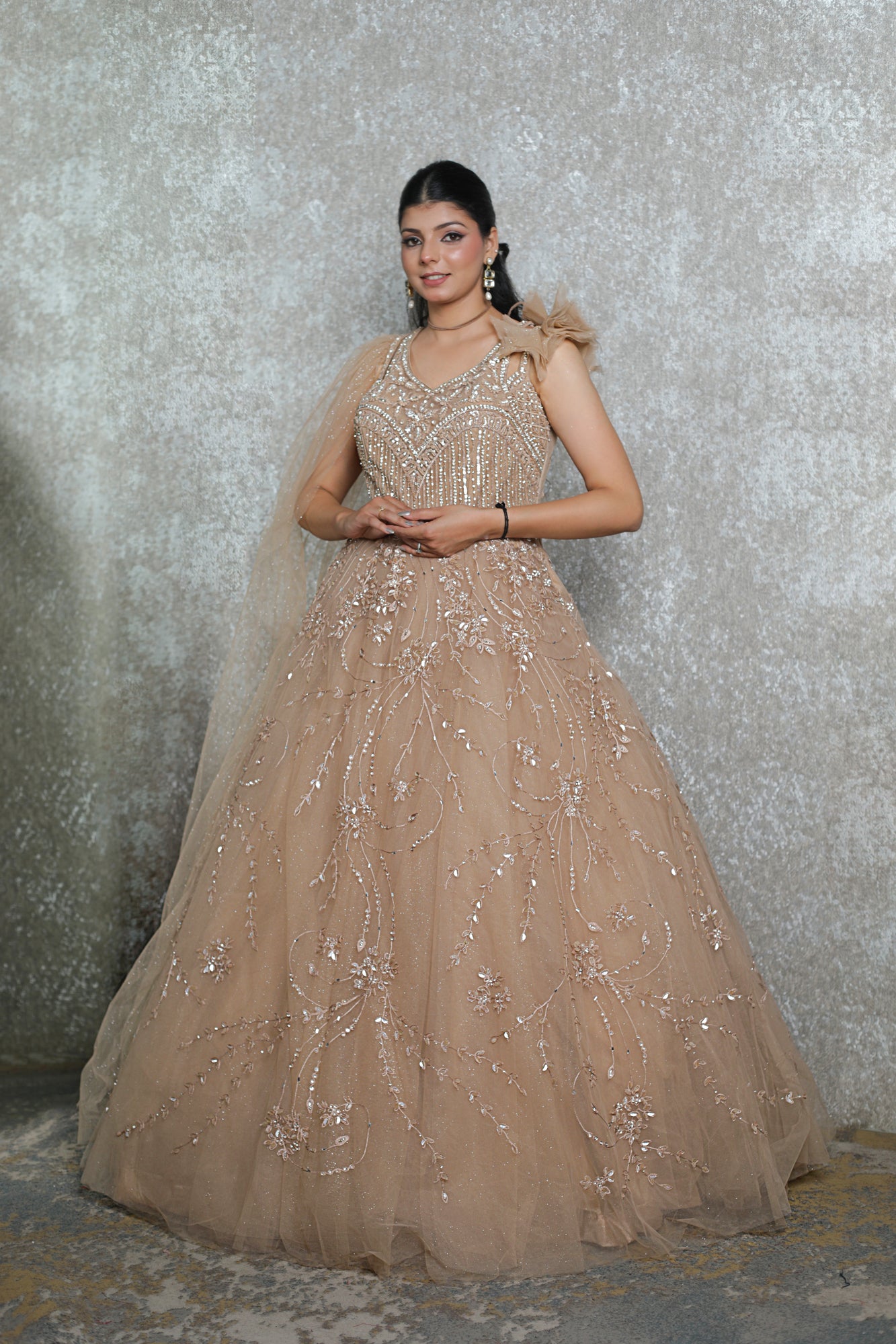 Zarina Gold Net Gown