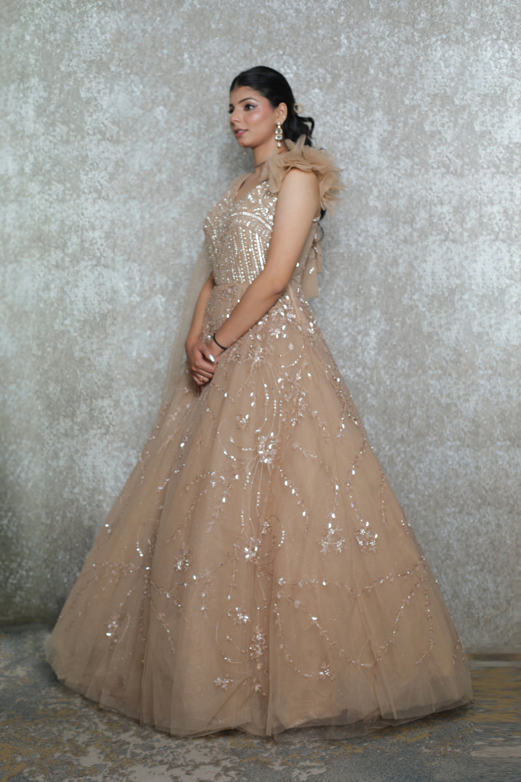 Zarina Gold Net Gown