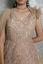 Zarina Gold Net Gown