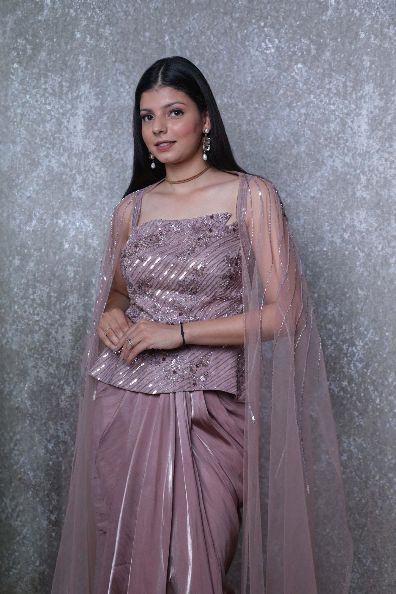 Gulabi Noor Organza Dhoti Shirt Dress