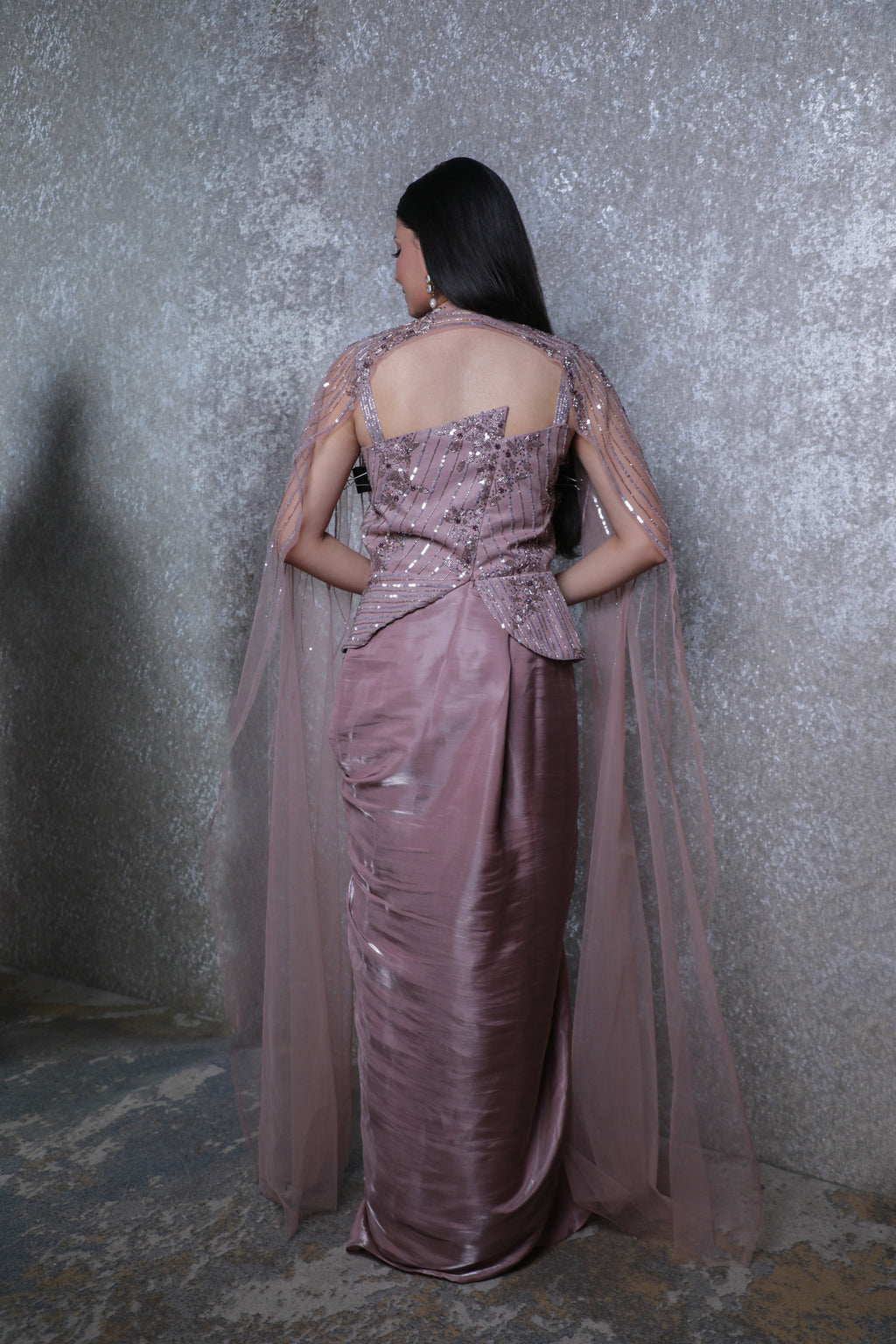 Gulabi Noor Organza Dhoti Shirt Dress