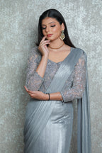 Grey Crop-Top Corset Party Lehenga Set