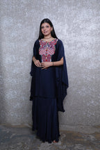 Nooraya Navy Organza Kaftan Dress