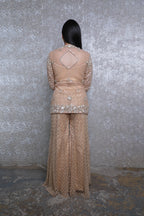 Zarisha Golden Net Short Shirt Sharara Set
