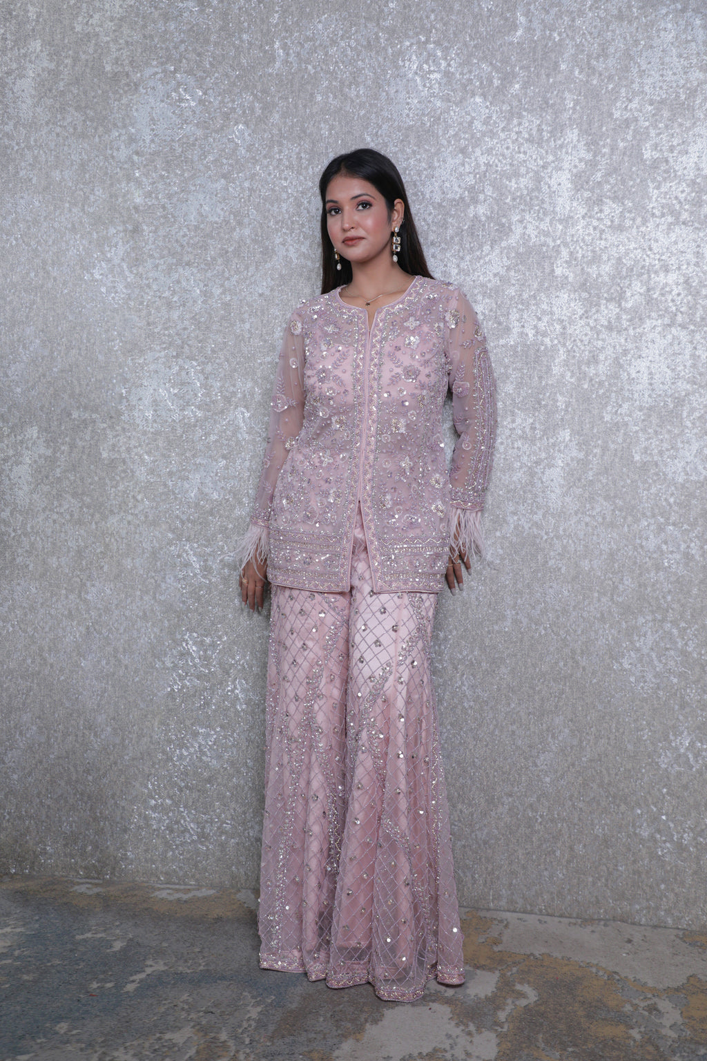 Aabir Pink Layered Sharara Set