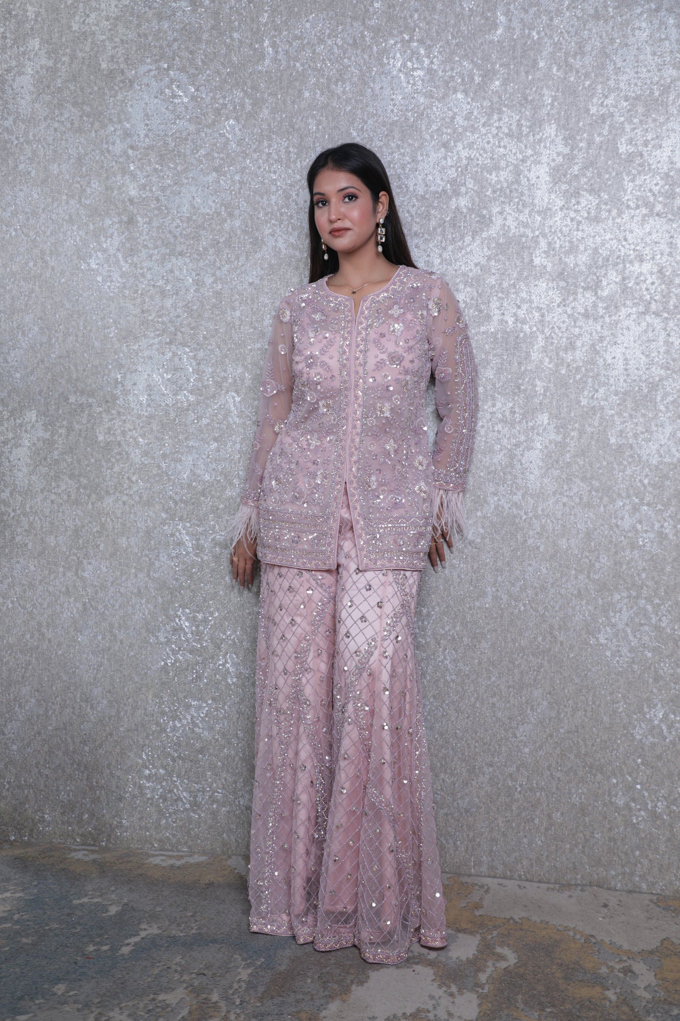 Aabir Pink Layered Sharara Set