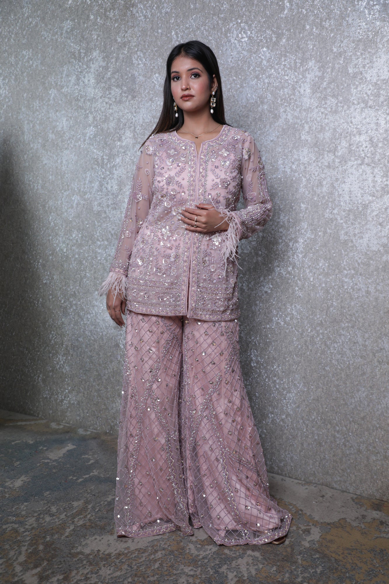 Aabir Pink Layered Sharara Set