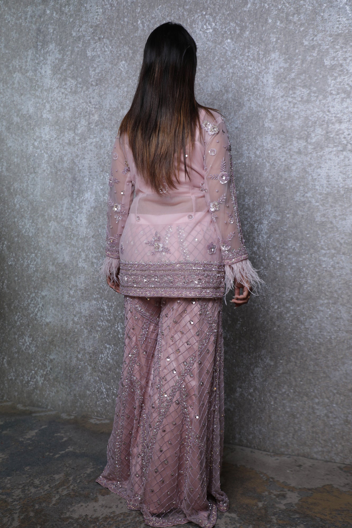 Aabir Pink Layered Sharara Set