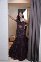 Wine Imported Net Handwork Fish Cut Gown