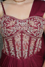 Beige Noir Corset Drape Dress