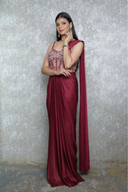 Beige Noir Corset Drape Dress