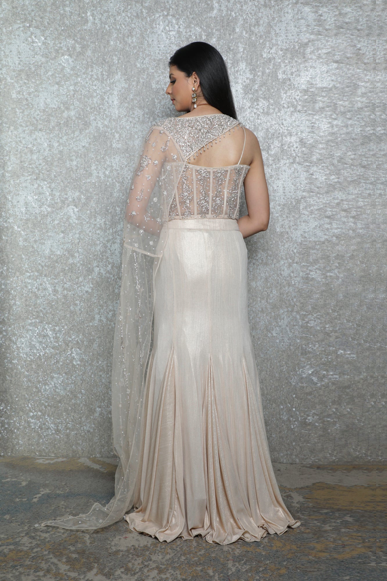 Golden Aura Shoulder-Pallu Lehenga