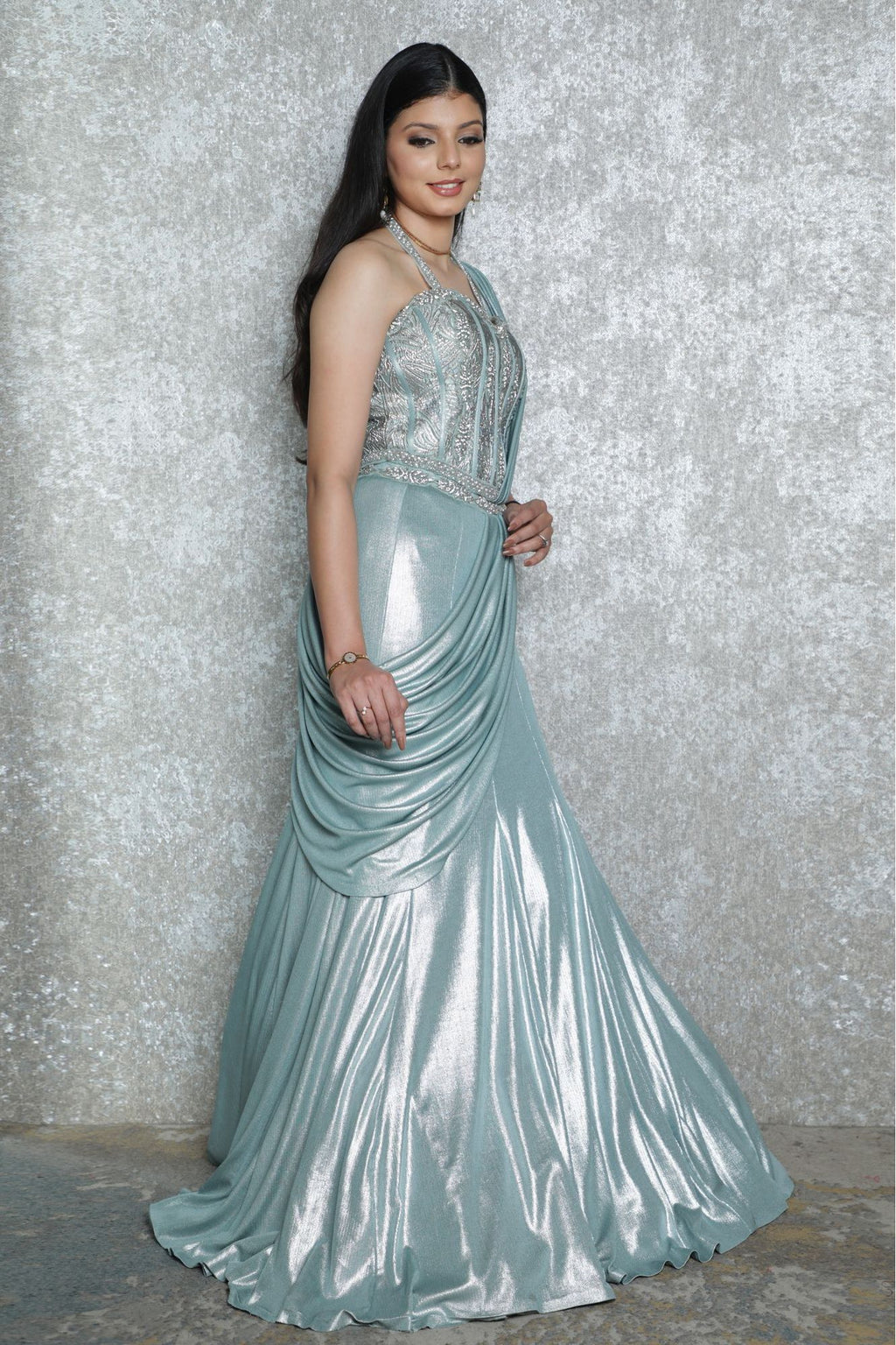 Grey Reverie Drape Lehenga