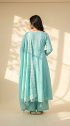 Serene Pastel Embroidered Anarkali Kurta Set