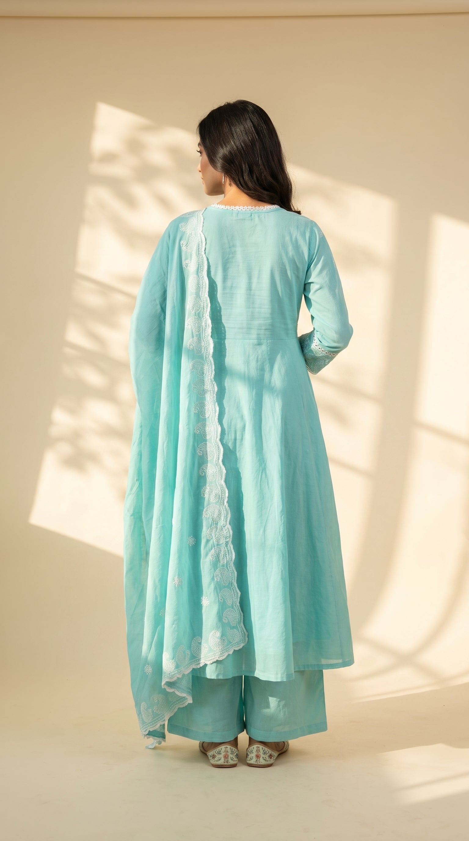 Serene Pastel Embroidered Anarkali Kurta Set
