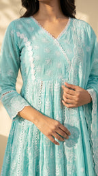 Serene Pastel Embroidered Anarkali Kurta Set