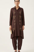 Cocoa Elegance Embroidered Co-ord Set