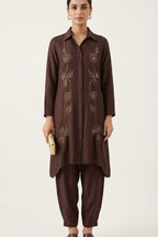 Cocoa Elegance Embroidered Co-ord Set