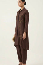 Cocoa Elegance Embroidered Co-ord Set