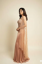 Peach Aura Shoulder-Pallu Lehenga