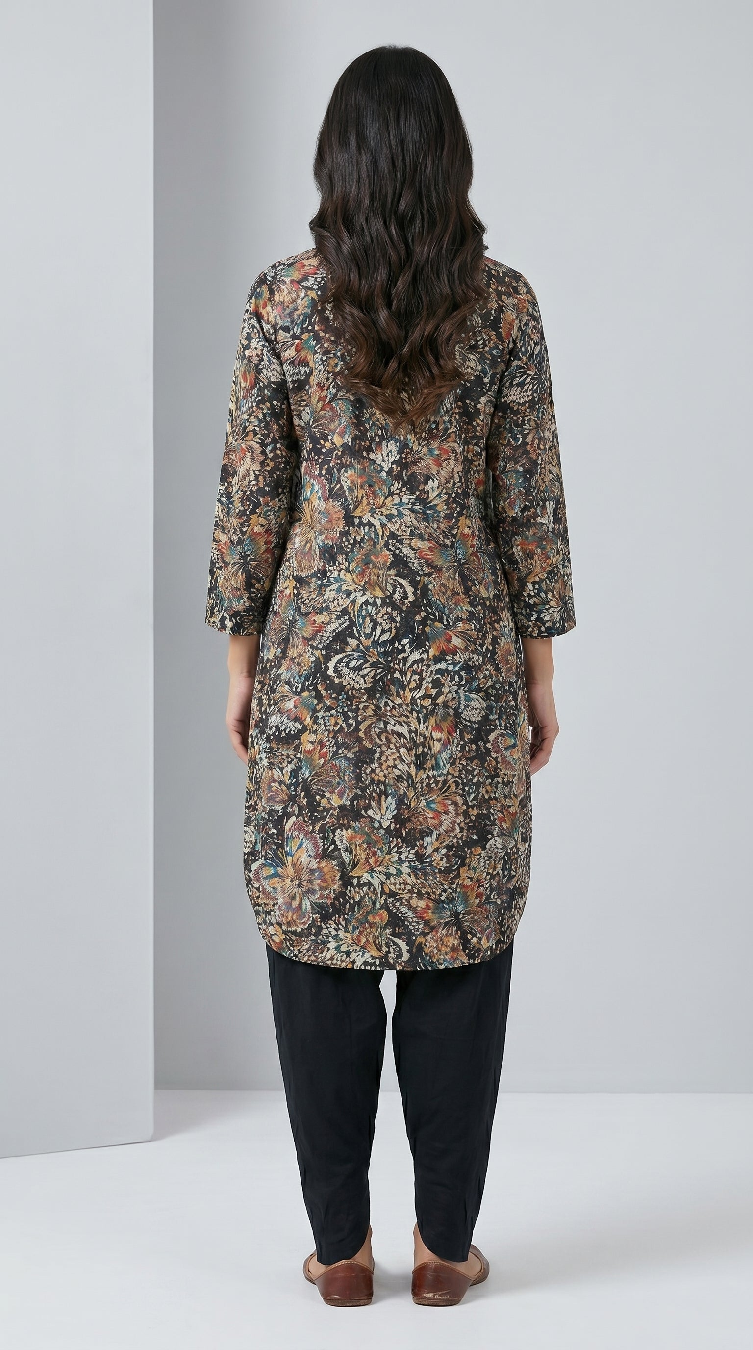 Midnight Bloom Maslin Kurta Set